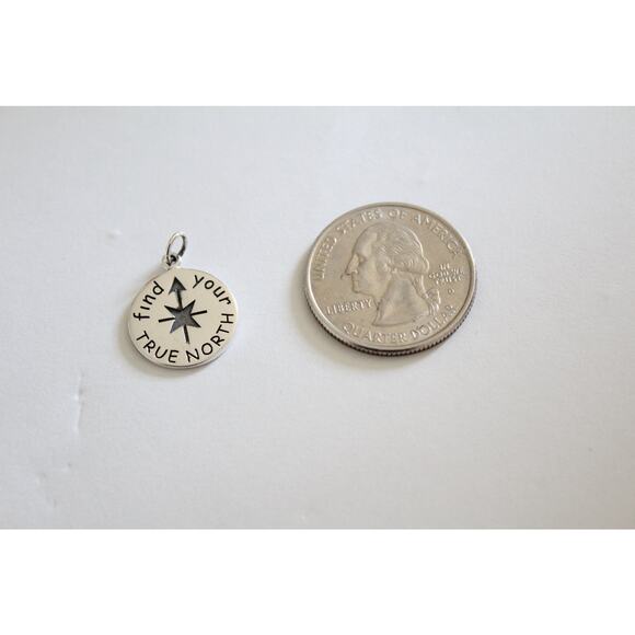 Sterling Silver Find Your True North Compass Charm, Find Your True North Charm - Picture 3 of 5
